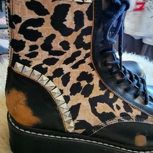 Steve Madden leopard combat boots